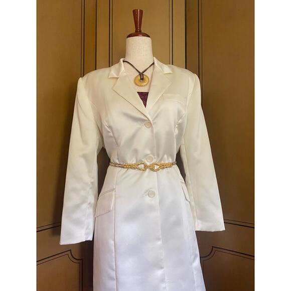 Vintage long jacket in white, size 12 - Picture 3 of 6